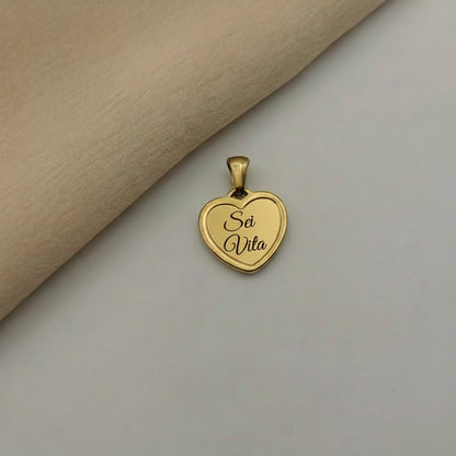 Ciondolo cuore cornice midi gold PERSONALIZZABILE
