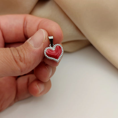 Cuore smaltato rosso intarsiato