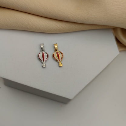 Ciondolo mongolfiera bianco e rosso