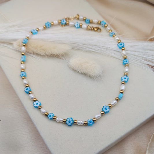 Collana margherita  azzurra