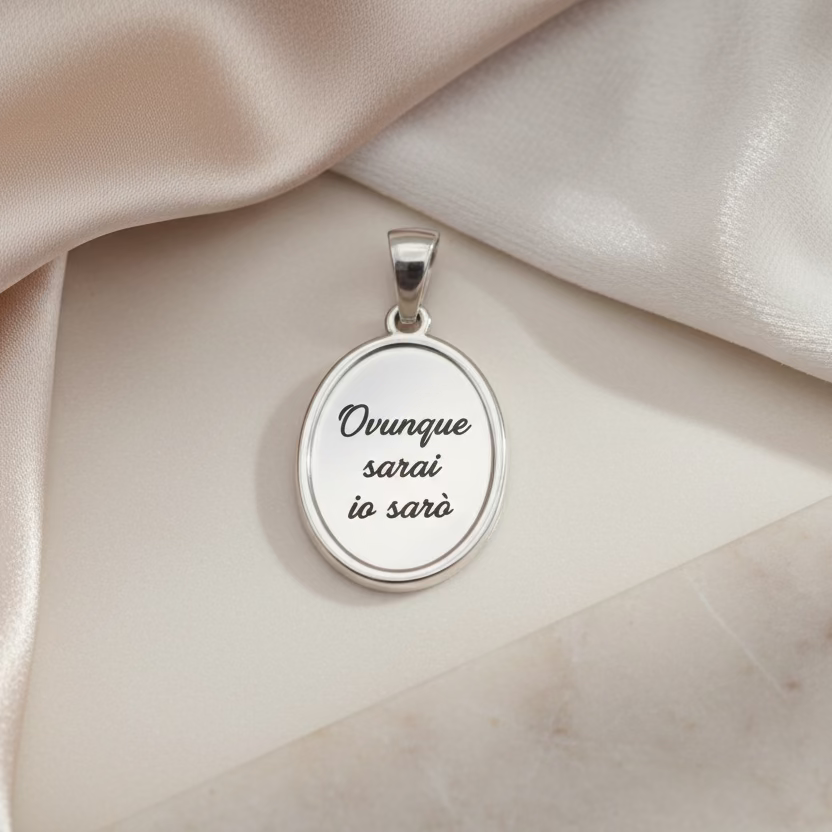 Ciondolo cornice ovale silver PERSONALIZZABILE