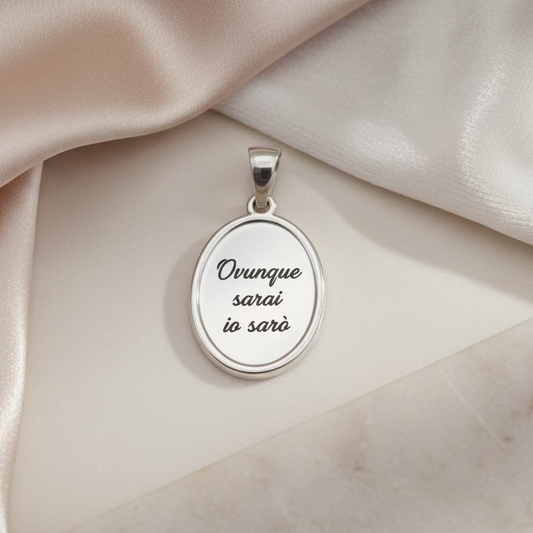 Ciondolo cornice ovale silver PERSONALIZZABILE