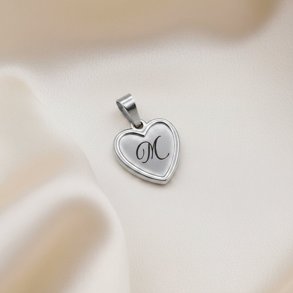 Ciondolo cuore cornice mini silver PERSONALIZZABILE