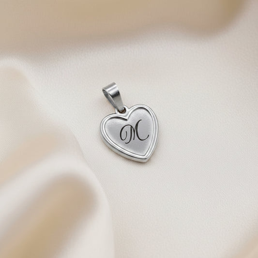 Ciondolo cuore cornice mini silver PERSONALIZZABILE