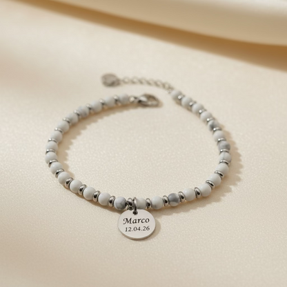 Bracciale pietre grigio chiaro sfumato