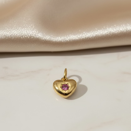 Ciondolo cuore punto luce rosa