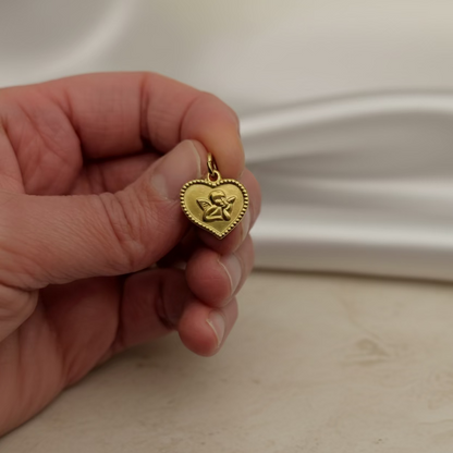 Ciondolo cuore puttino gold