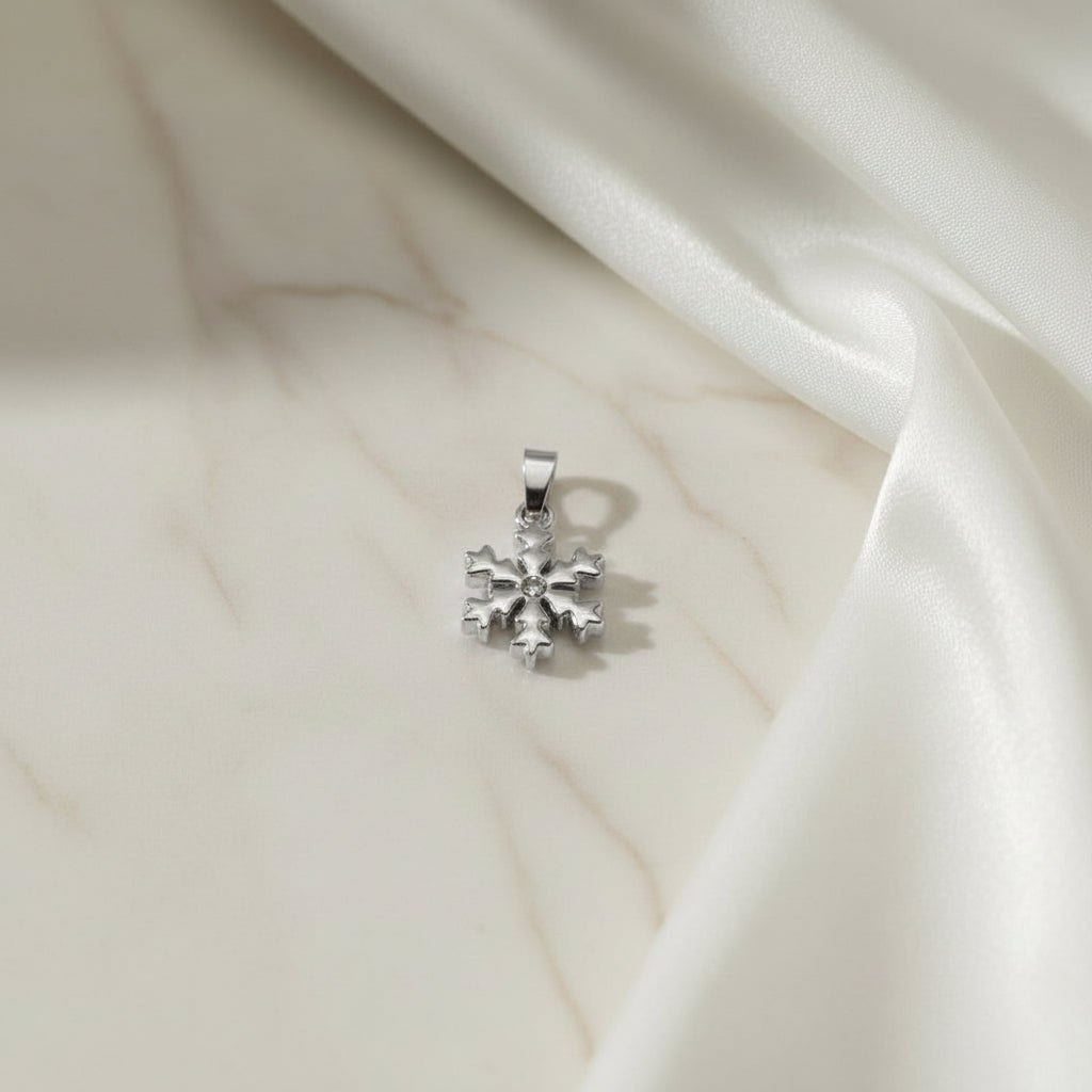 Ciondolo fiocco di neve acciaio argento