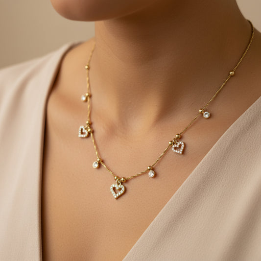 Collana cuori di luce gold