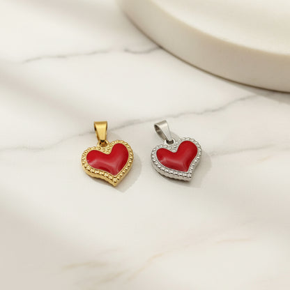 Cuore smaltato rosso intarsiato