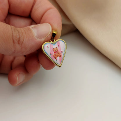 Ciondolo cuore Teddy rosa