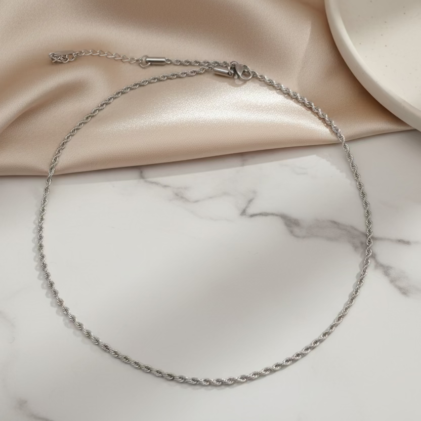 Collana torcion 2mm ,lunghezza 40 cm silver