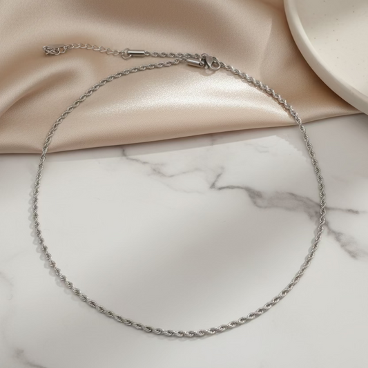 Collana torcion 2mm ,lunghezza 40 cm silver