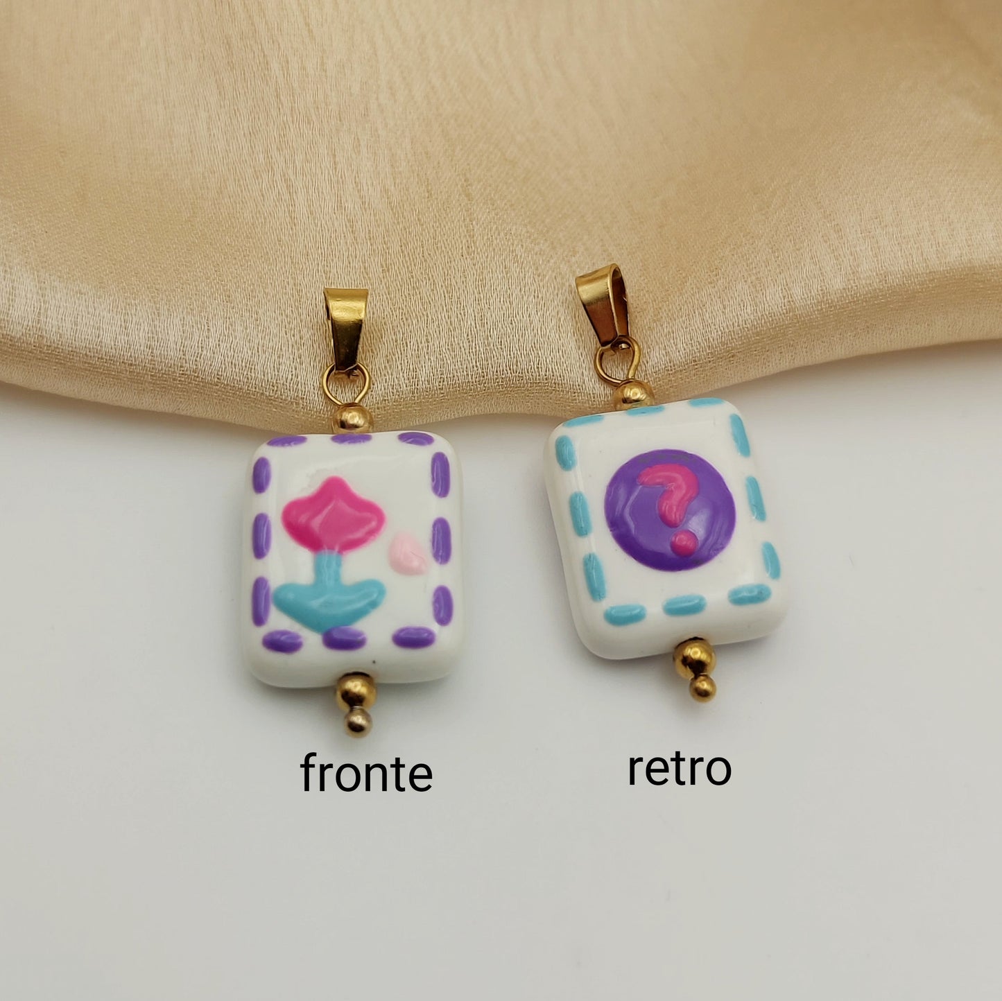 Ciondolo Canvas double-face lilla
