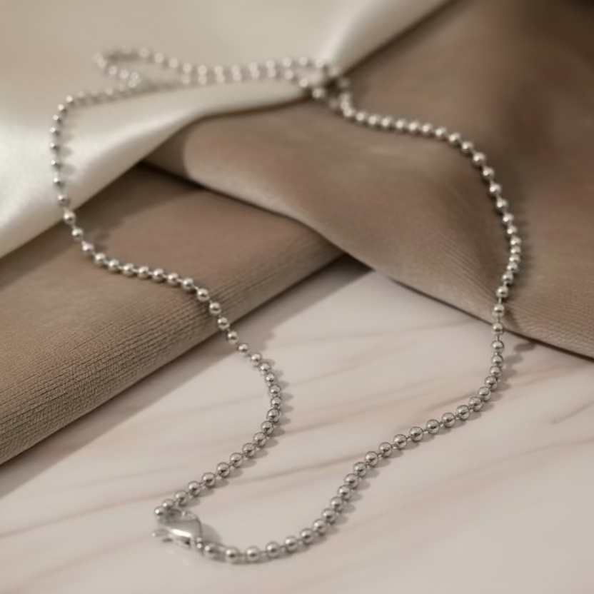 Collana microsfere silver 60 cm