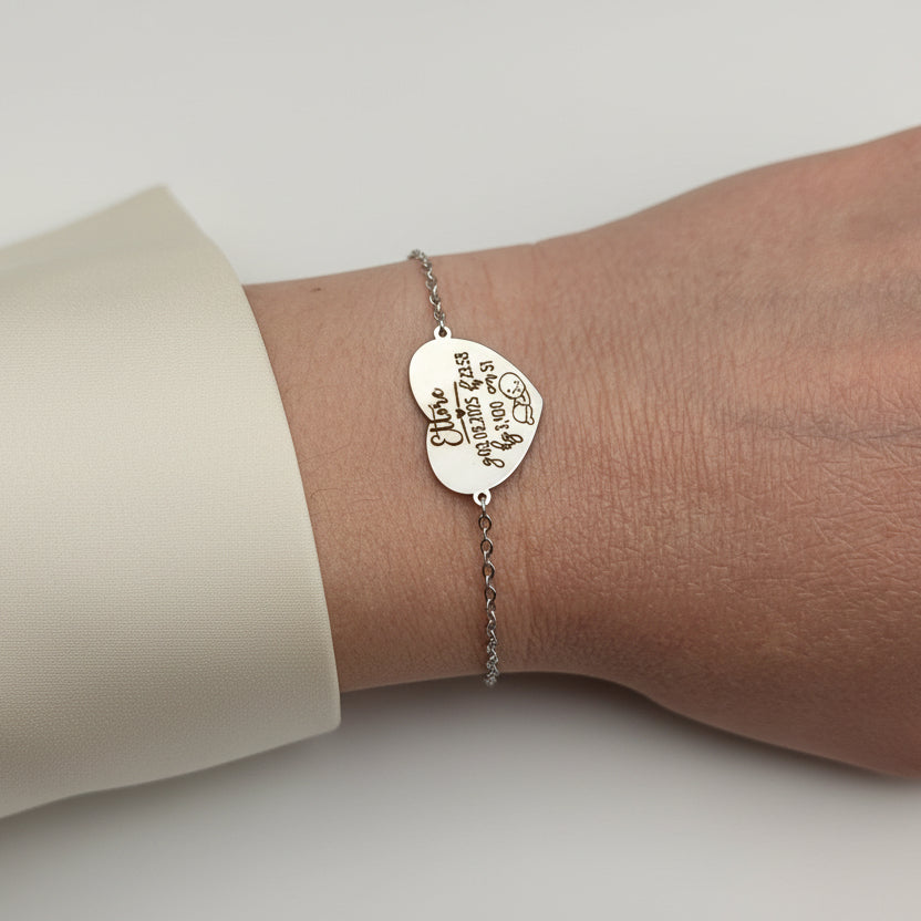 Bracciale placchetta cuore nascita silver PERSONALIZZABILE