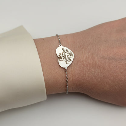 Bracciale placchetta cuore nascita silver PERSONALIZZABILE