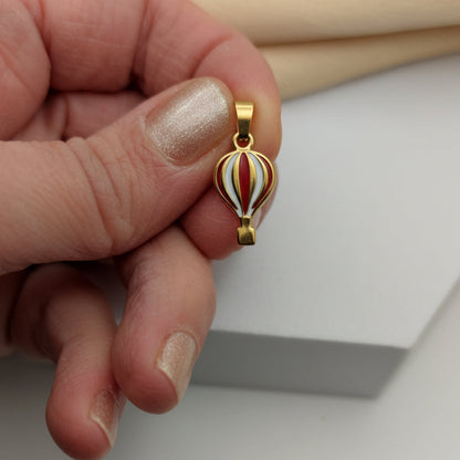 Ciondolo mongolfiera bianco e rosso