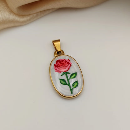 Ciondolo ovale rosa