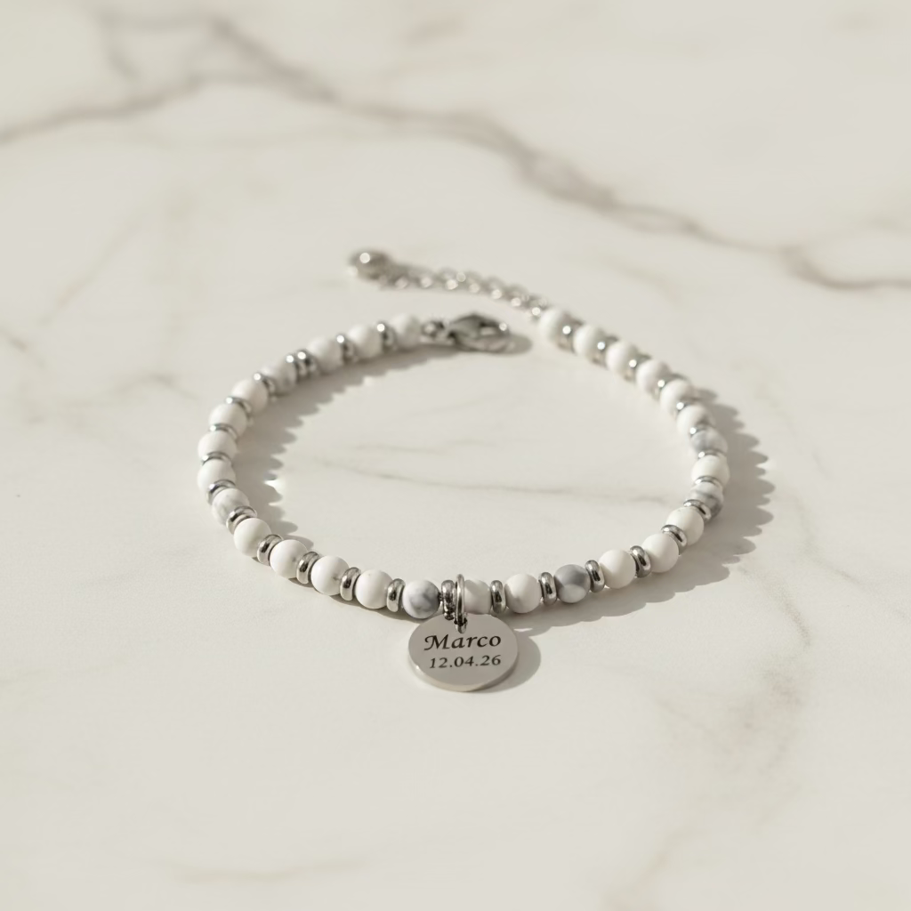 Bracciale pietre grigio chiaro sfumato