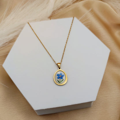 Collana fiore azzurro
