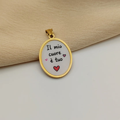Ciondolo cornice ovale il mio cuore è tuo
