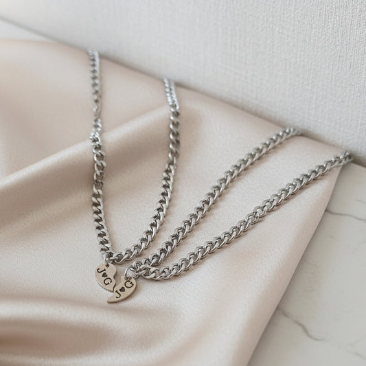 Coppia bracciale grumetta cuore spezzato PERSONALIZZABILE