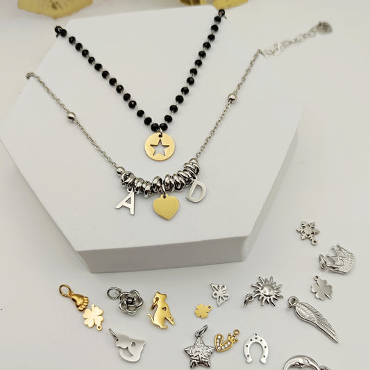 Collana unica 2 fili 4 charms PERSONALIZZABILE