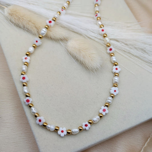 Collana margherita rossa