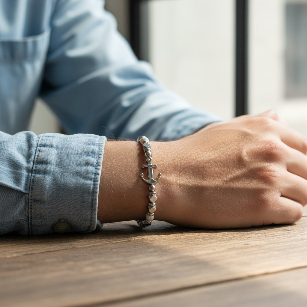 Bracciale ancora grigio chiaro