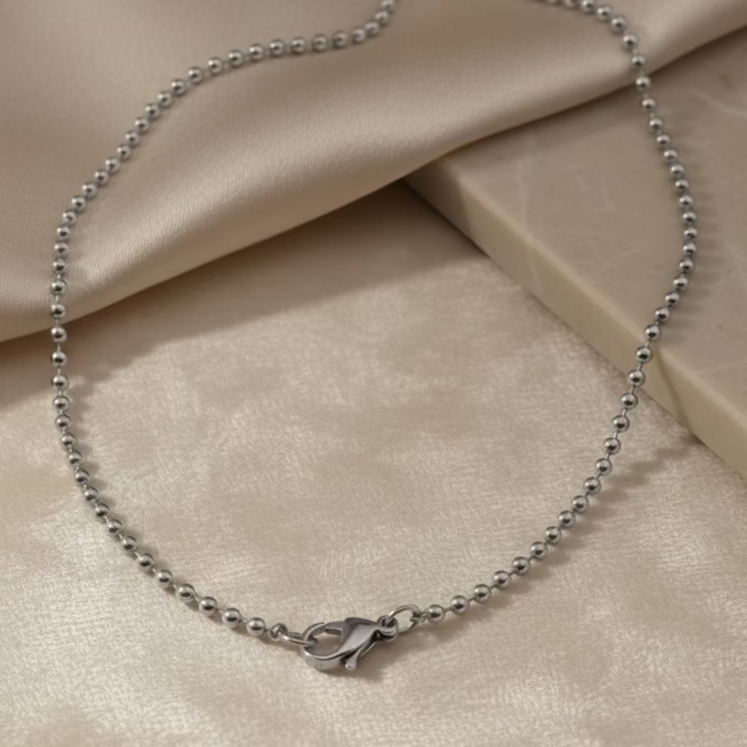 Collana microsfere silver 60 cm