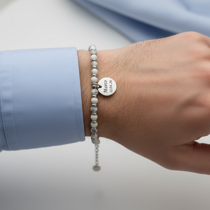Bracciale pietre grigio chiaro sfumato