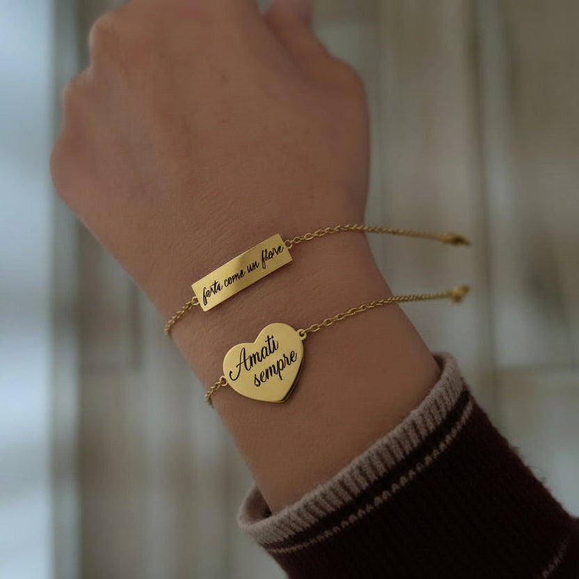 Bracciale placchetta cuore gold PERSONALIZZABILE