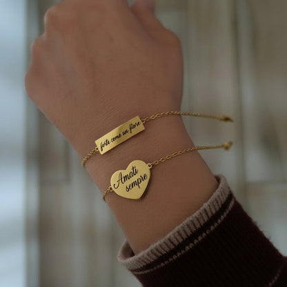 Bracciale placchetta cuore gold PERSONALIZZABILE