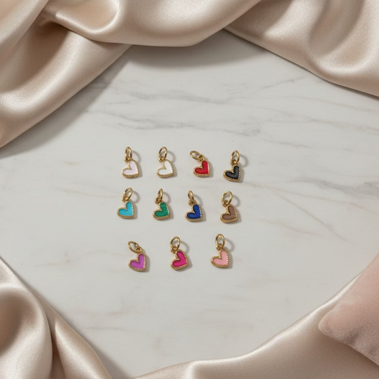 Ciondolo mini cuore smaltato gold