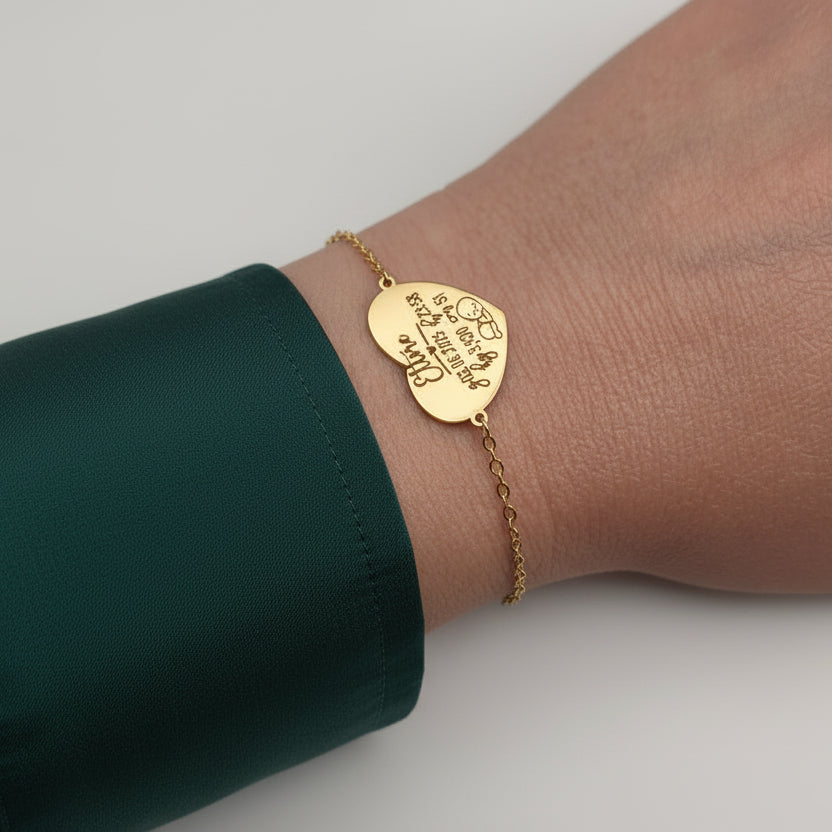 Bracciale placchetta cuore  nascita gold PERSONALIZZABILE