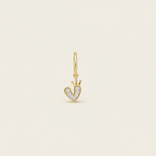 Charm cuore zirconia corona gold