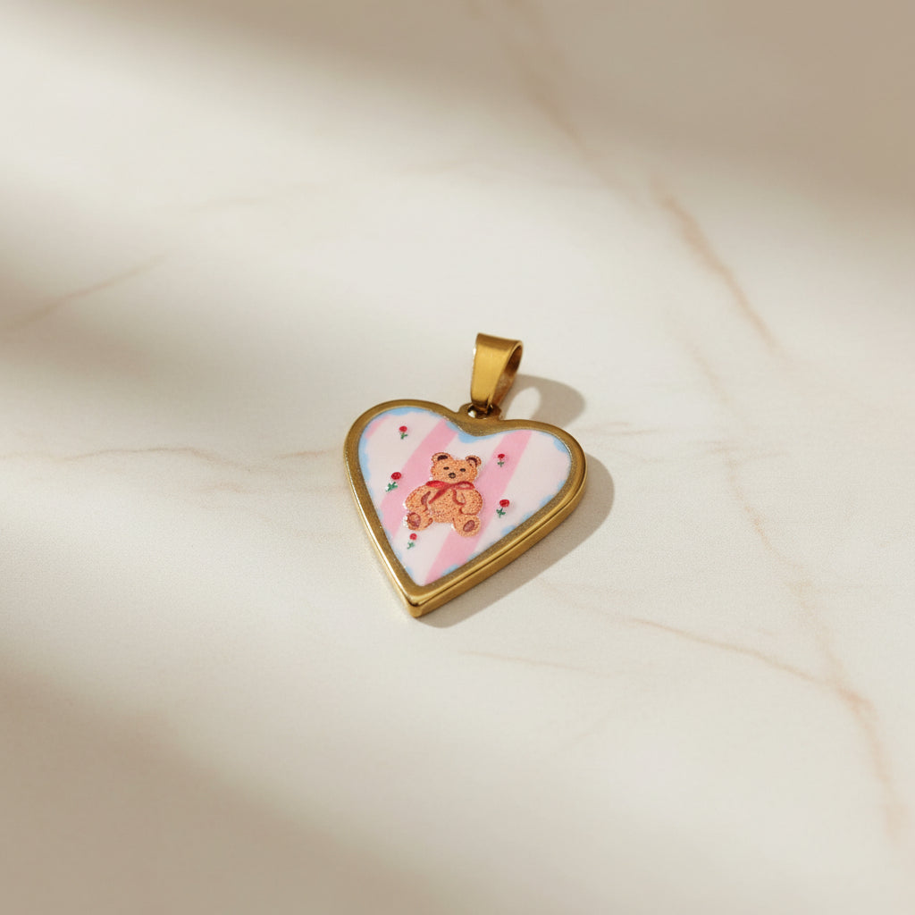 Ciondolo cuore Teddy rosa