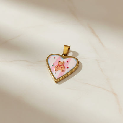 Ciondolo cuore Teddy rosa