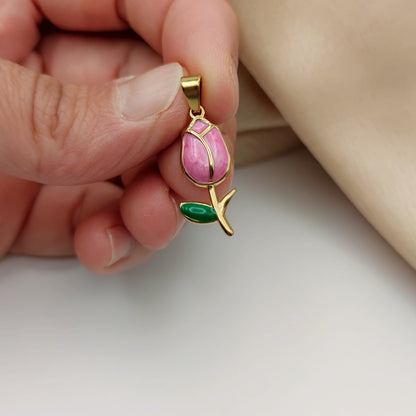Ciondolo tulipano rosa chic pearl