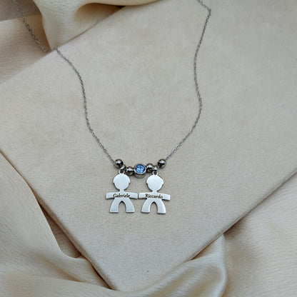 Collana due bebè punto luce